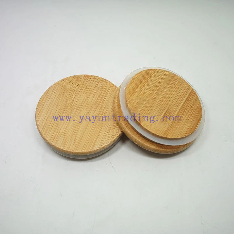 210ml 250ml 450ml Round Cylinder Custom Glass Candle Jars with Wooden Lid And Bamboo Lid