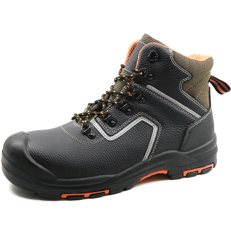Slip resistant rubber sole industrial safety boots with steel toe