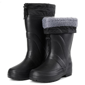 Anti slip windproof pu collar keep warm men winter eva boots for work