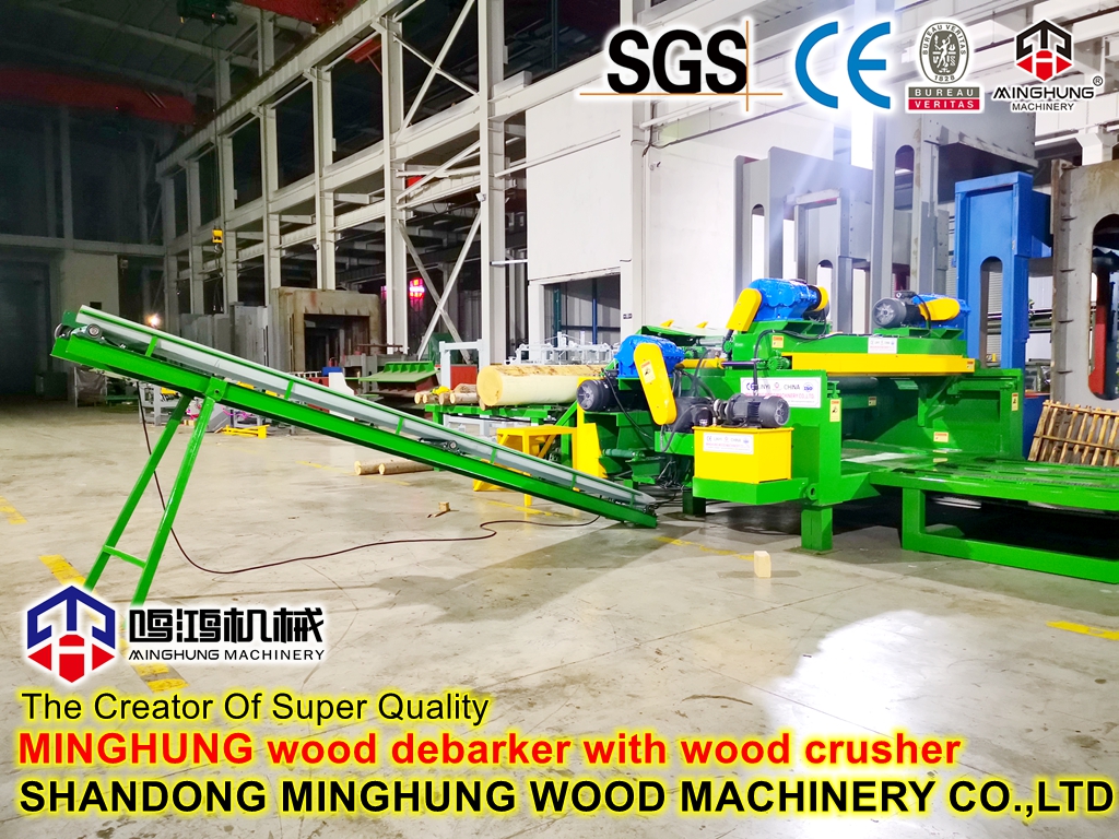 China Wood Log Bark Trunk Rounding Debarker dengan Penghancur Limbah