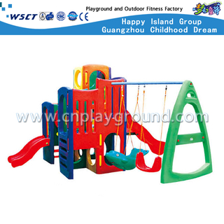 Маленький пластиковый слайд с качелями для детской игровой площадки (M11-09105)