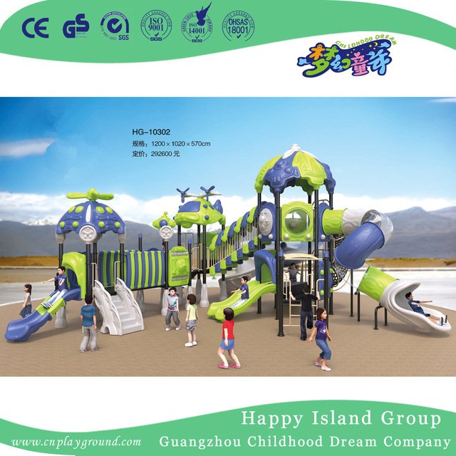 Outdoor Sea Breeze Spielplatz aus verzinktem Stahl mit Kinderdoppelrutsche (HG-10103)