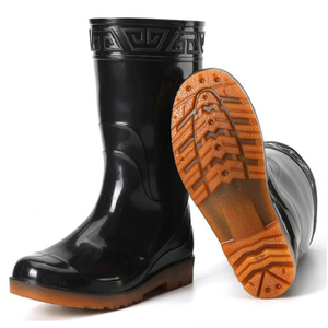 Slip resistant water proof cheap pvc glitter rain boots men