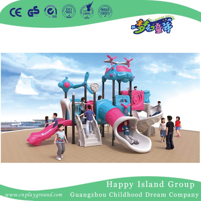 户外新款蓝色和粉色现代儿童飞艇镀锌钢游乐场出售 (HG-10501)