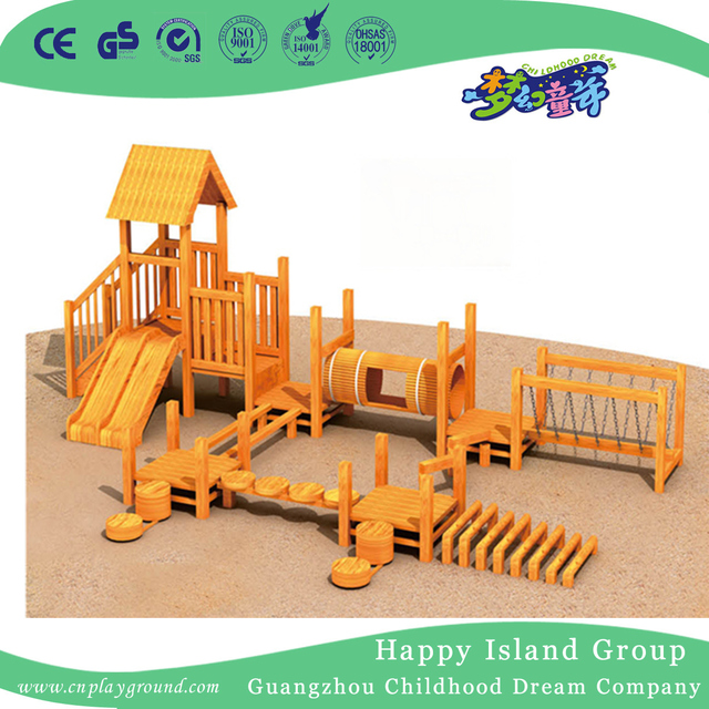 Outdoor Solid Holz Kindergarten Kinder Rutsche Spielplatz (HF-17102)