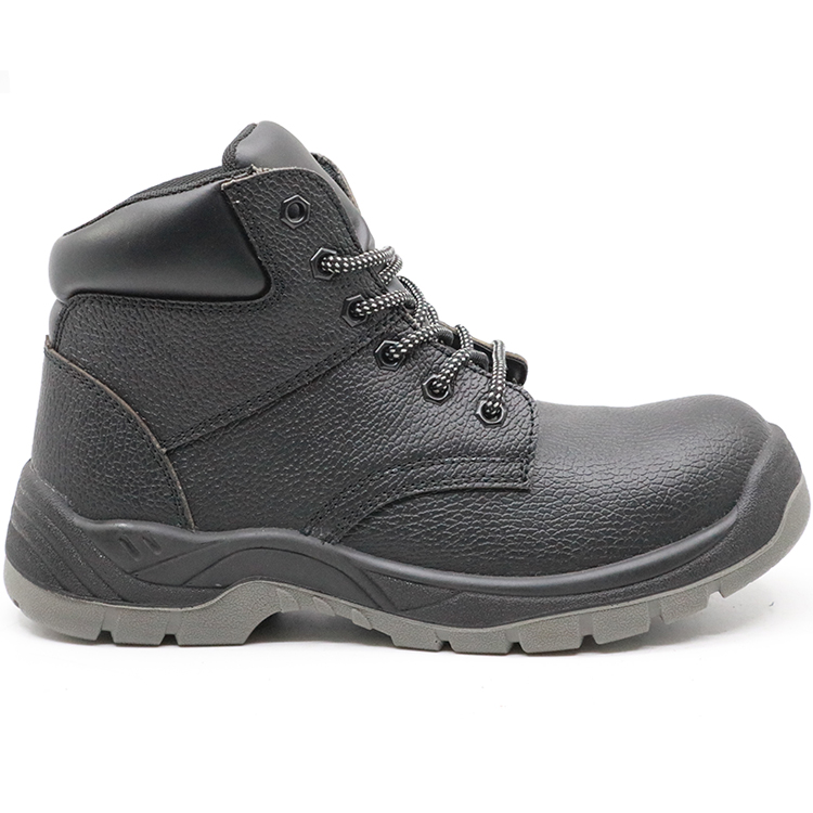 Non slip leather upper steel toe construction site work shoes for men