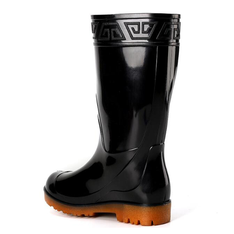 Slip resistant water proof cheap pvc glitter rain boots men