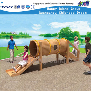 Fitnessgeräte Holz Pipeline Klettern Spielplatz mit Rutsche (HF-17401)
