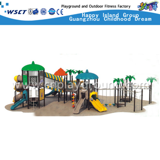 Parque de atracciones para niños Sevilla Patio de juegos de acero galvanizado con equipo de plástico deslizante (HAP-2402)