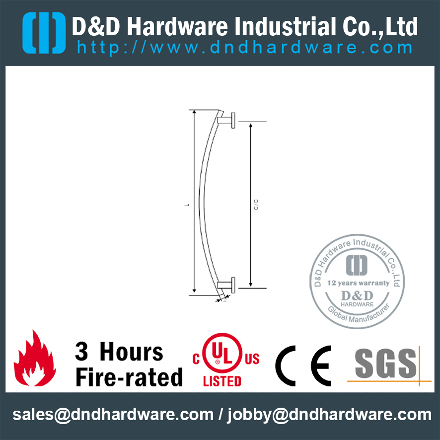 Manija de acero inoxidable 304 Mitred Pull para puerta de vidrio de doble entrada -DDPH046