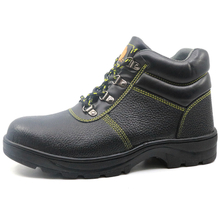 Black leather rubber sole construction safety shoes work