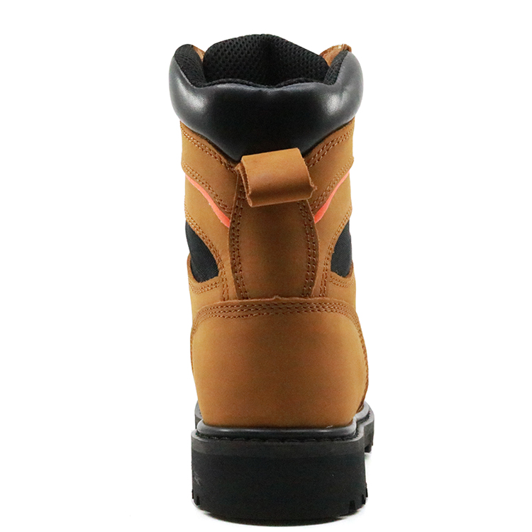 8 inch yellow nubuck leather rubber sole steel toe cap goodyear safety boots