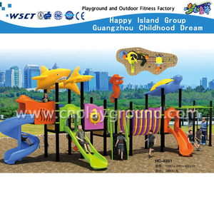 新设计儿童户外海风游乐场带塑料滑梯设备 (HC-08201)