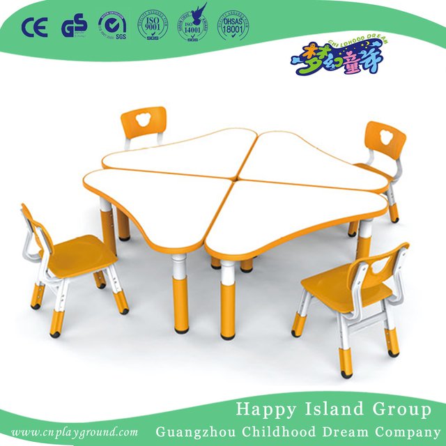 Schule Luxus Kinder Holz gebogenen Tisch mit orange Rand (HG-4905)