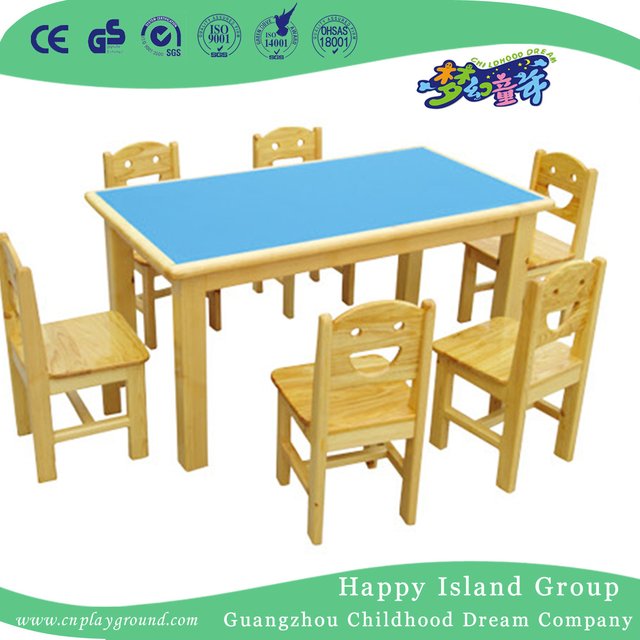 Schule-hölzerner blauer feuerfester Tabellen-Schreibtisch für Kind (HG-4001)