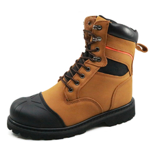 8 inch yellow nubuck leather rubber sole steel toe cap goodyear safety boots