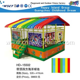 Discount große Ball Pool Haus mit Regenbogen Dach und Cartoon Bilder (HD-15502)