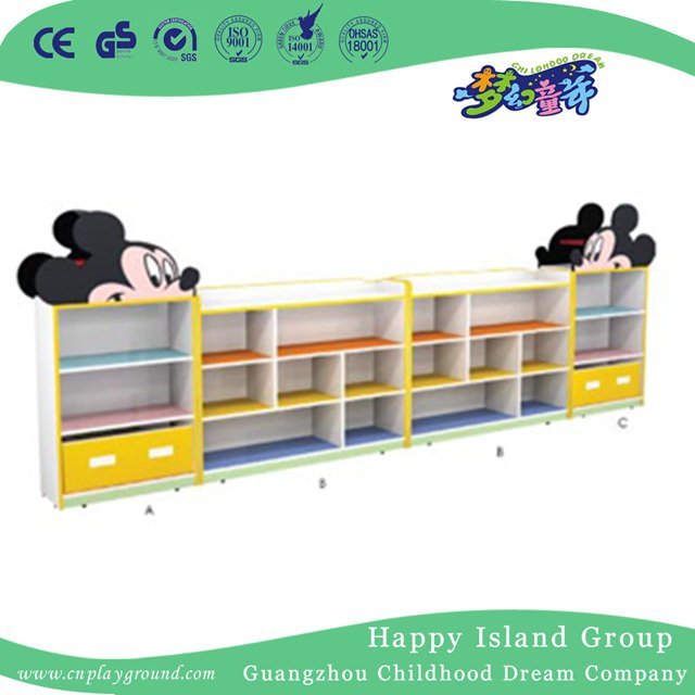  Kindergarten Cartoon Mickey Kleinkind Spielspielzeug Holz Aufbewahrungseinheiten (M11-08402)