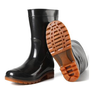 Black non safety men pvc rain boots without steel toe