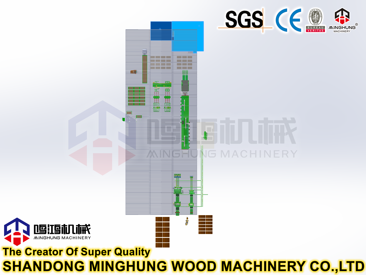 Desain Konstruksi Lokakarya garis mesin kayu lapis lengkap