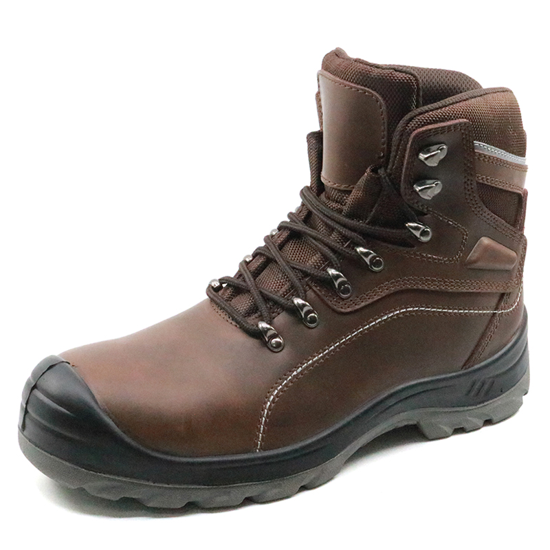 CE approved non slip genuine leather steel toe safety boots work