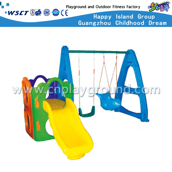 户外塑料玩具小型滑梯和秋千幼儿游乐场 (M11-09104)