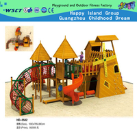 Семейный скалолазание Пластмассовый слайд Деревянная детская площадка на продвижении (HD-5502)