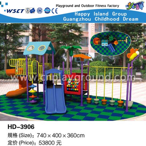 Funny Brain Fiberglass Outdoor Children Tree House Galvanized Steel Playground with Slide Equipment (HD-3906)
