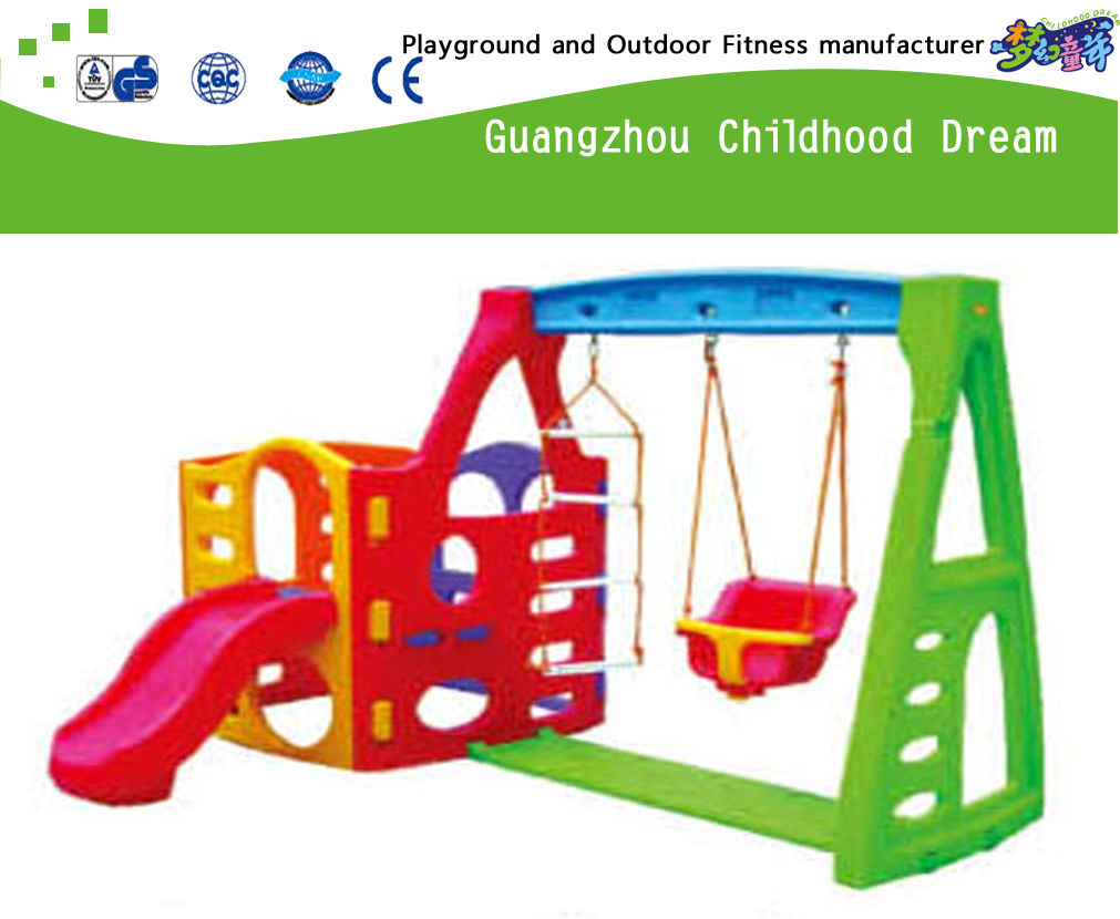 儿童户外塑料滑梯和秋千游乐设备 (M11-09501)
