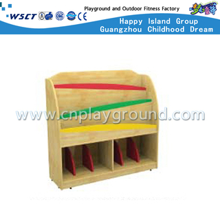 Estante de libro de madera de niños de escuela con el gabinete de almacenamiento de juguetes (M11-08713)