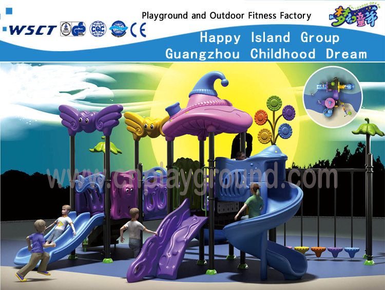 魔法世界系列儿童树屋镀锌钢游乐设备带多样化滑梯 (HF-13502)