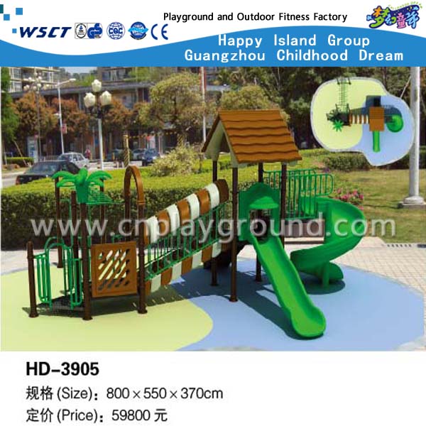 幼儿园塑料滑梯户外树屋镀锌钢游乐场儿童游乐设备 (HD-3905)