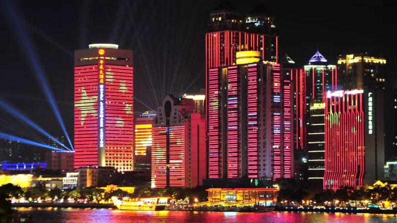Celebrar el Día Nacional de China 2019 con la exhibición de la demostración LED transparente