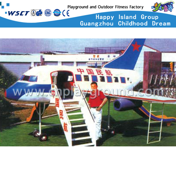 带滑梯游乐设备的幼儿户外塑料玩具飞机 (M11-09710)