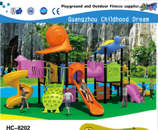 Outdoor Kinder Kunststoff Slide Ausrüstung Galvanisierter Stahl Sea Breeze Spielplatz (Hc-8202)