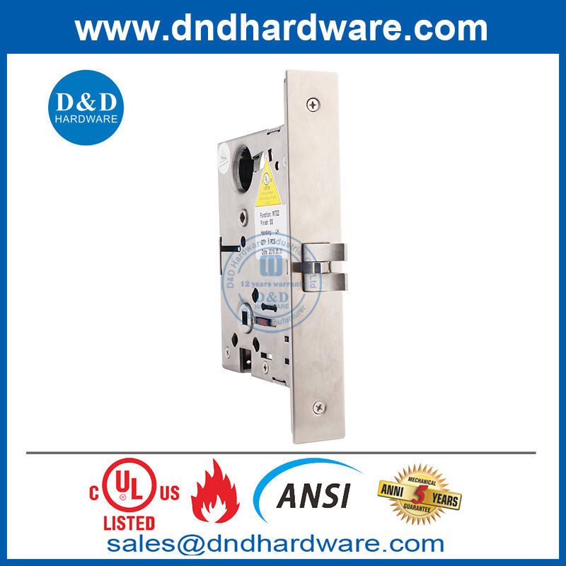 Seguridad SS304 Cerradura de embutir de grado 1 ANSI para puerta delantera-DDAL22 F22