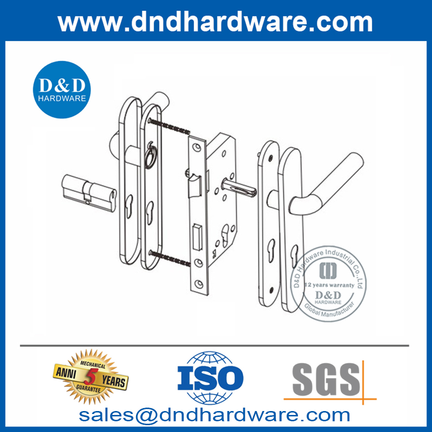 Manija de palanca de tubo de acero inoxidable de esquina redonda con placa-DDTP003