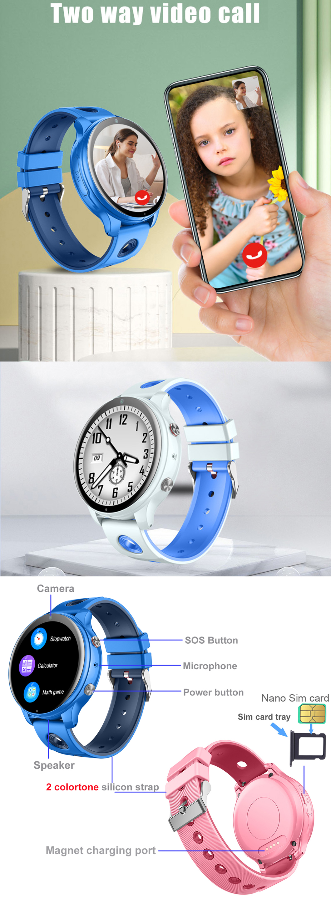 Safe Round Screen 4G Kids GPS Tracker D42U Tracker GPS per bambini con schermo rotondo sicuro 4G D42U