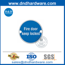 SS304 "Fire Door Keep Locked " Sign Plate Indicação da porta corta-fogo-DDSP007