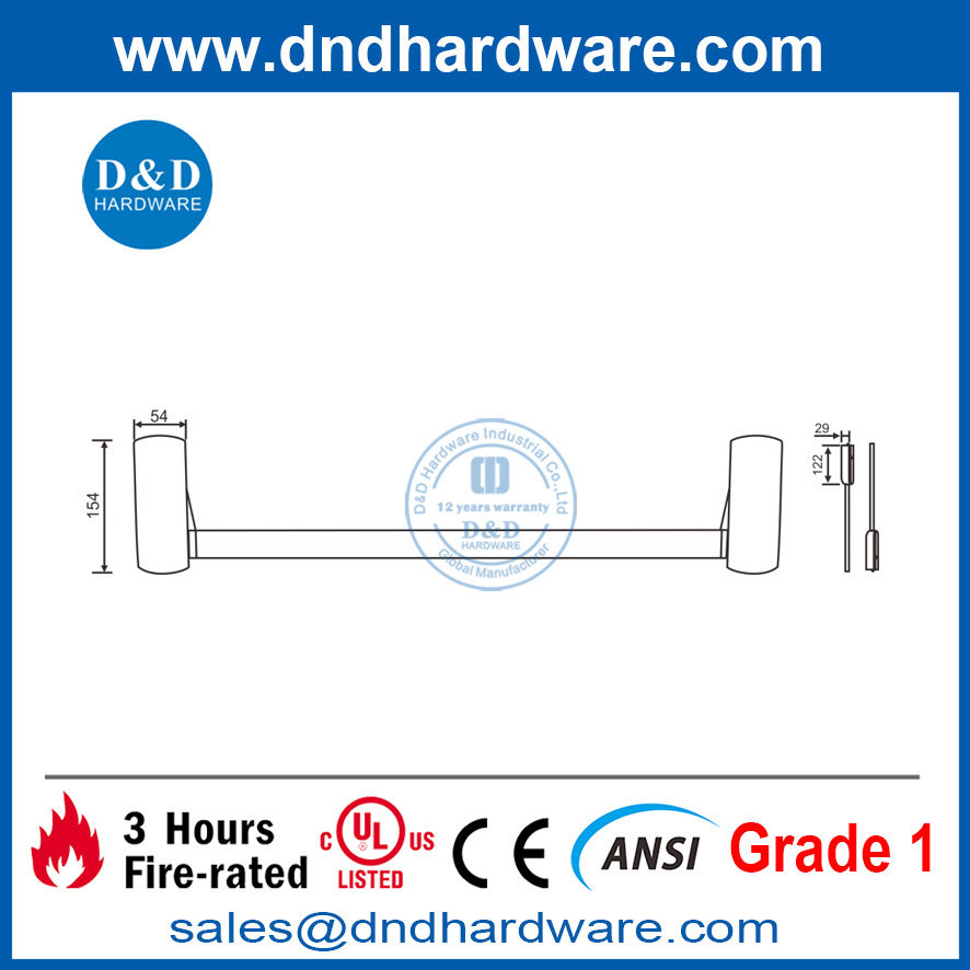 Barra de empuje de puerta de emergencia con perno de pánico simple 304 de acero inoxidable-DDPD022