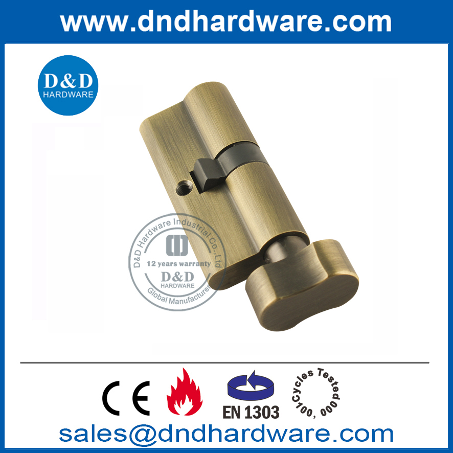Cilindro de bloqueo de latón antiguo de latón macizo para puerta de baño-DDLC007