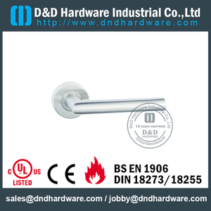 Manija de puerta de palanca hueca con clasificación de fuego de tubo de acero inoxidable 201 para puerta de acero interior-DDTH003