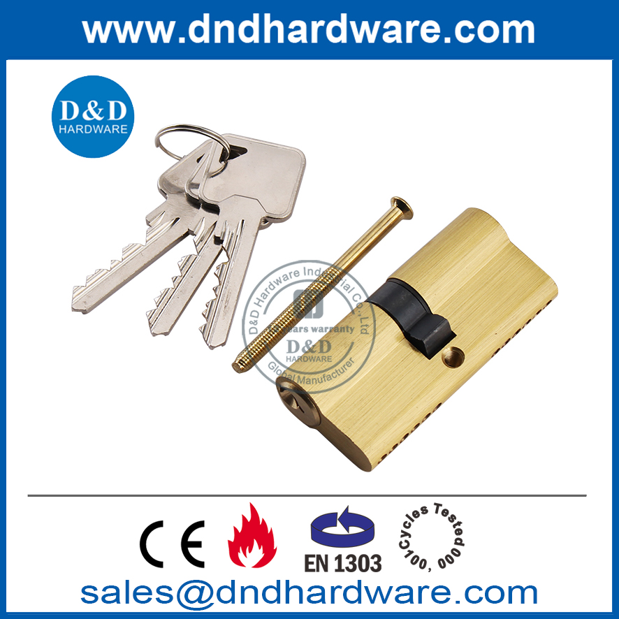 Cilindro de cierre doble europeo EN1303 de latón satinado para puerta interna-DDLC003