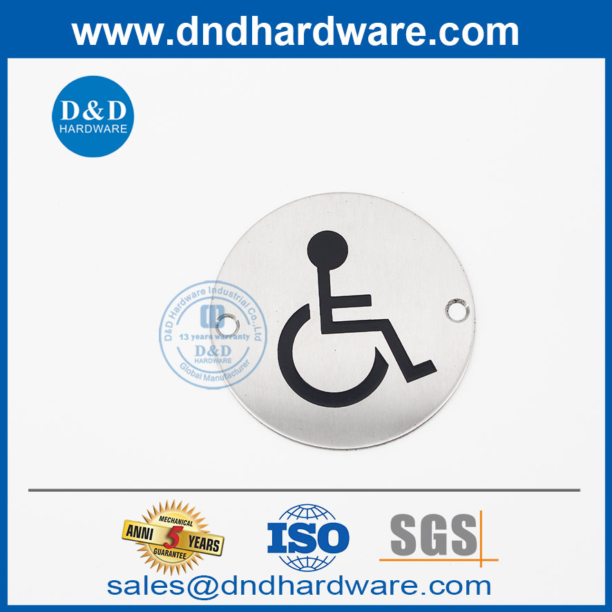 Placa de señalización de puerta de inodoro de acero inoxidable de tipo cuadrado-DDSP