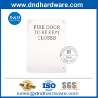 Placa de señalización de acero inoxidable con firma de puerta cortafuegos de 1,5 mm de espesor-DDSP010