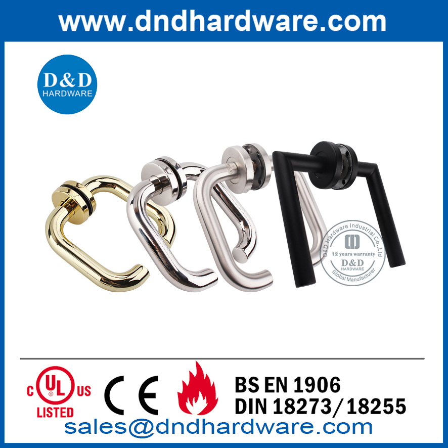 Manija de puerta industrial de doble inglete de plata de grado 304-DDTH027