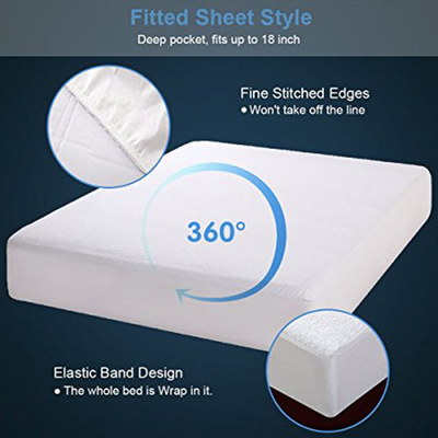 Premium Fitted 18 Inches Deep Pocket Washable Vinyl Free Waterproof Mattress Protector