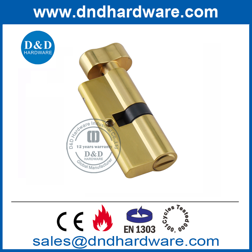 Cilindro europeo de latón pulido con giro de pulgar para baño-DDLC007