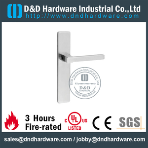 Manija de acero inoxidable 316 con forma cuadrada sólida con placa rectangular para puerta clasificada contra incendios-DDTP005