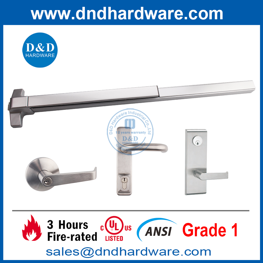 Dispositivo de salida de pánico de material de acero de media longitud para puerta de salida de seguridad contra incendios-DDPD008